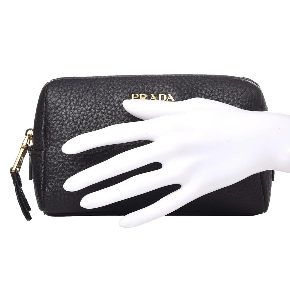 Prada Vitello Daino Black Leather Cosmetic - Picture 5 of 5